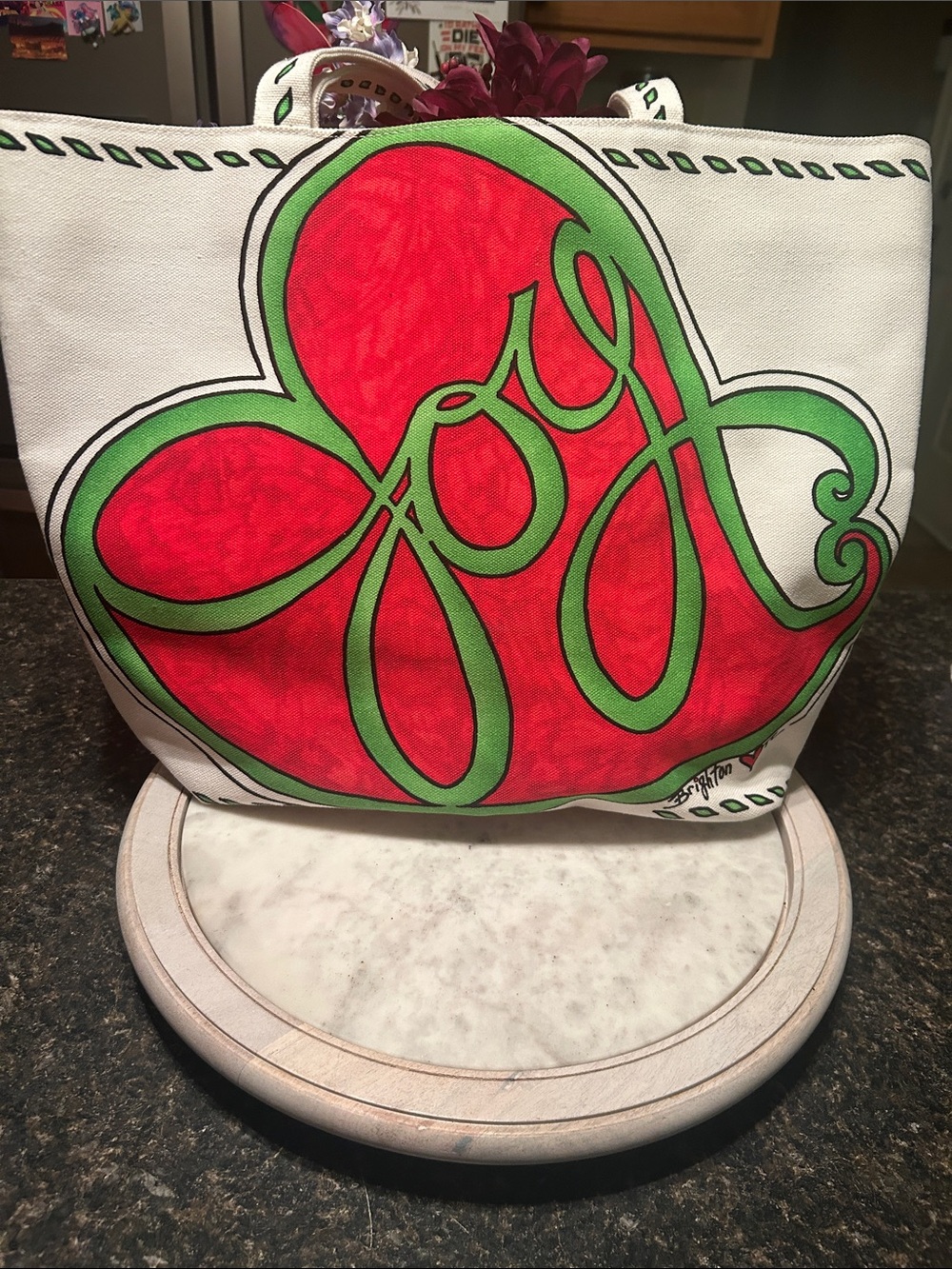 Brighton Red Bird Canvas Tote with 2 dust bags - Picture 2 of 9